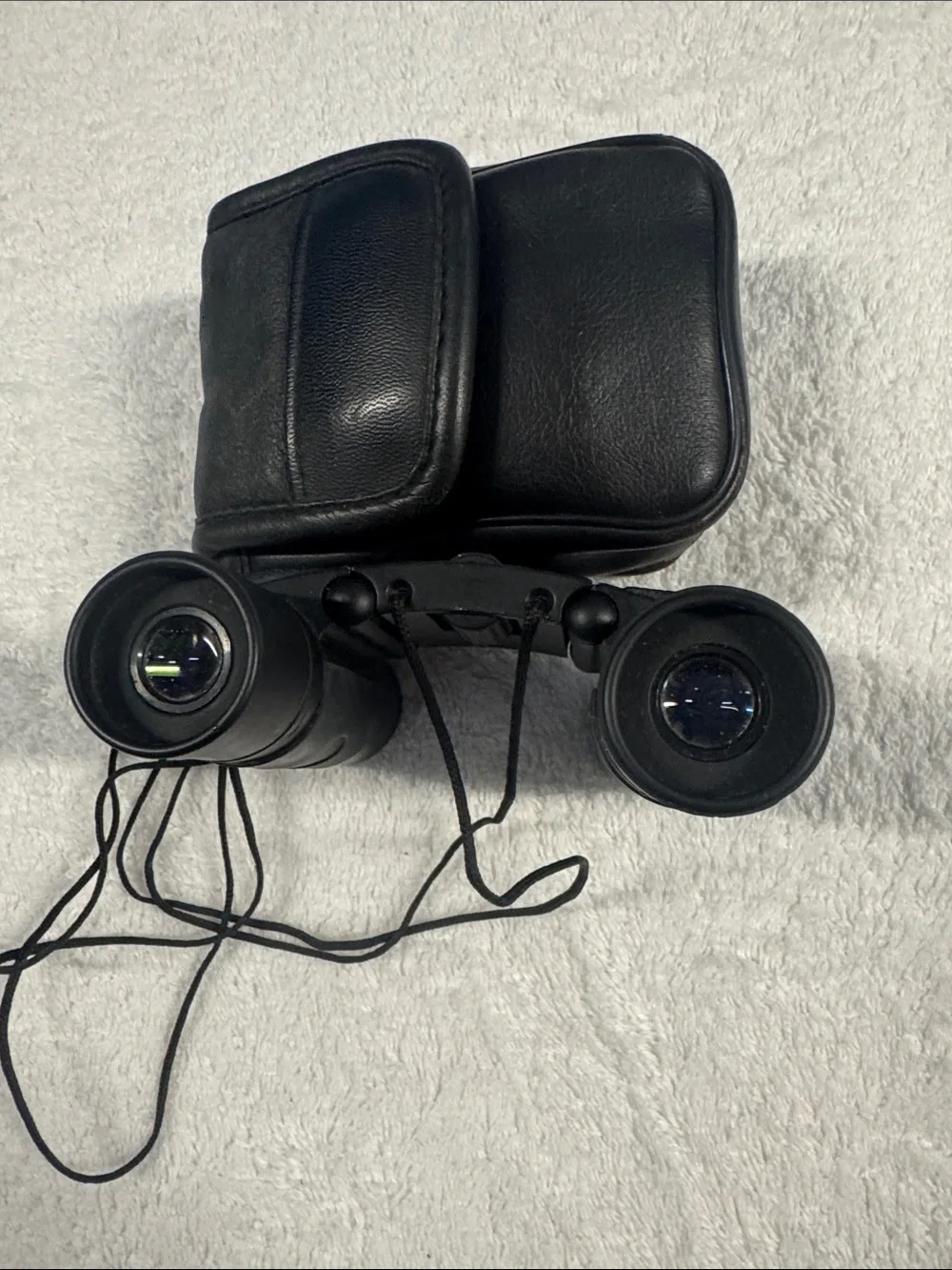 Black Compact Binoculars with Neck Strap - Lightweight Travel Optics